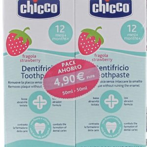 Chicco pasta dental infantil sabor fresa +12meses 50ml+50ml