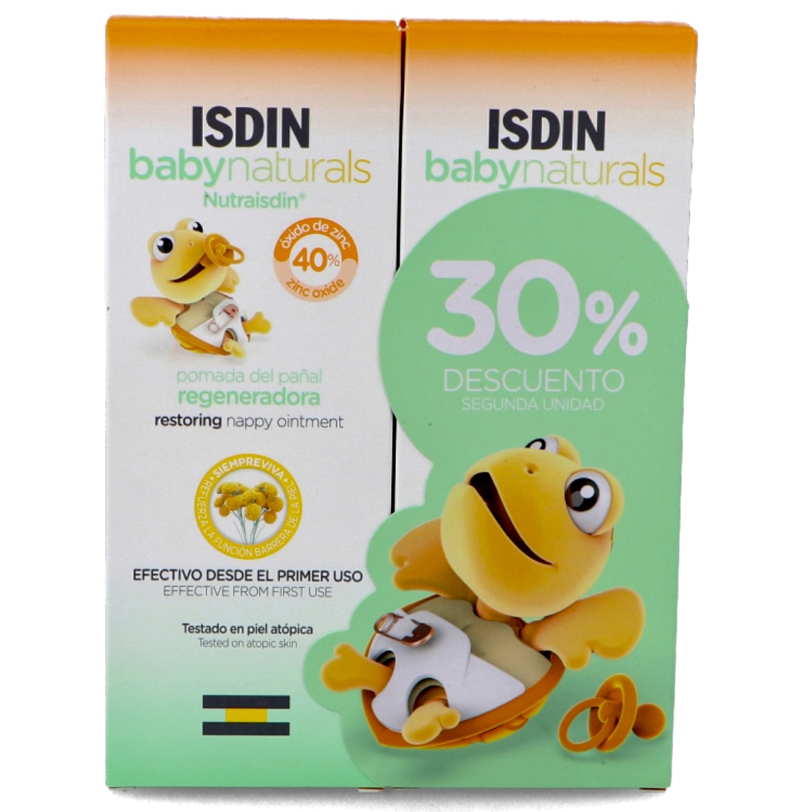 Isdin Baby Naturals Nutraisdin Pomada del pañal reparadora ZN40, pack 100ml+100ml