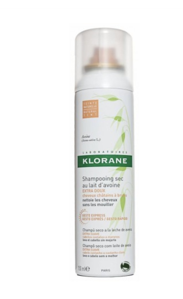 Klorane Champú Seco extrasuave a la Leche de Avena Cabello Castaño o Moreno Spray 150 ml